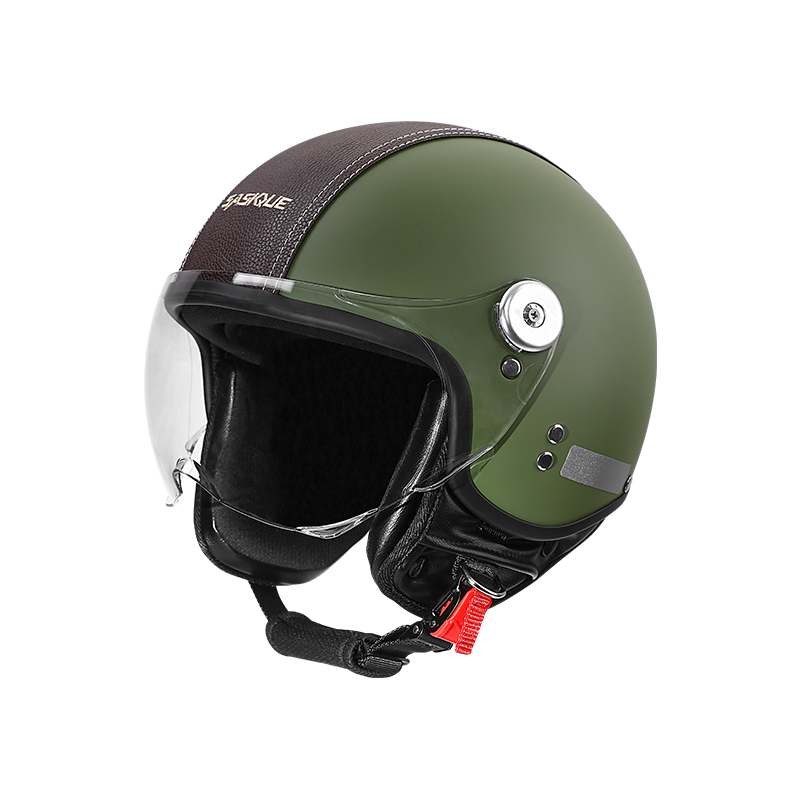 Vintage Open Face Retro Helmet - Klasyczny otwarty kask motocyklowy 3/4 z