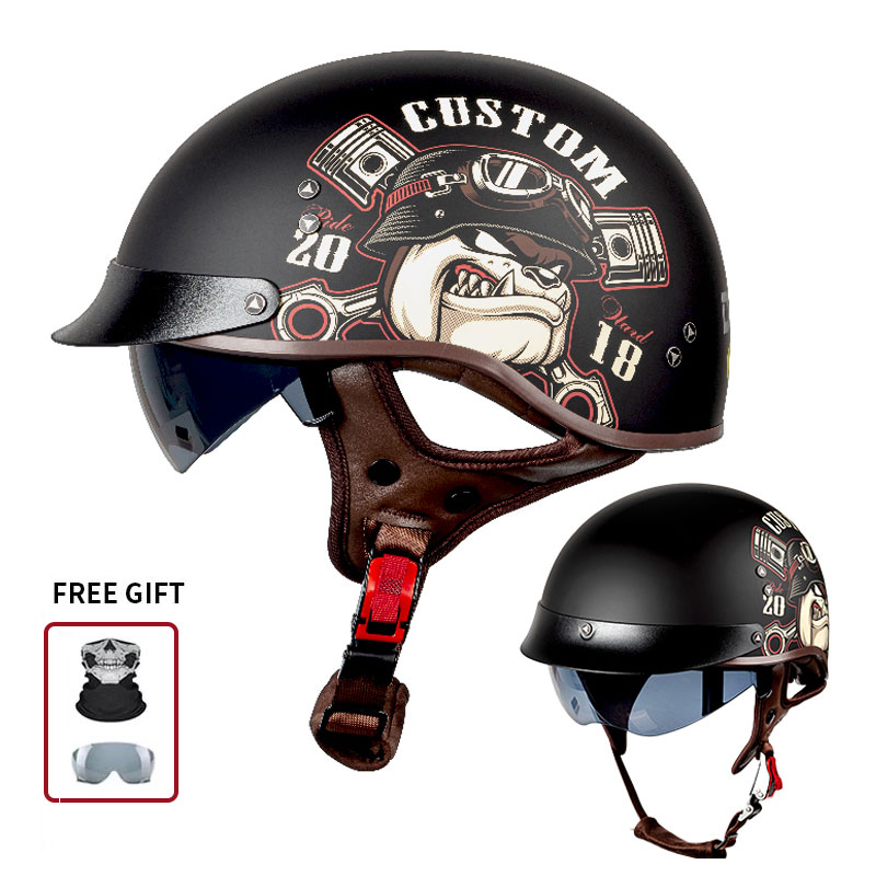 Klasyczny półotwarty kask moto – Vintage Open Face Retro Helmet recenzja i cena