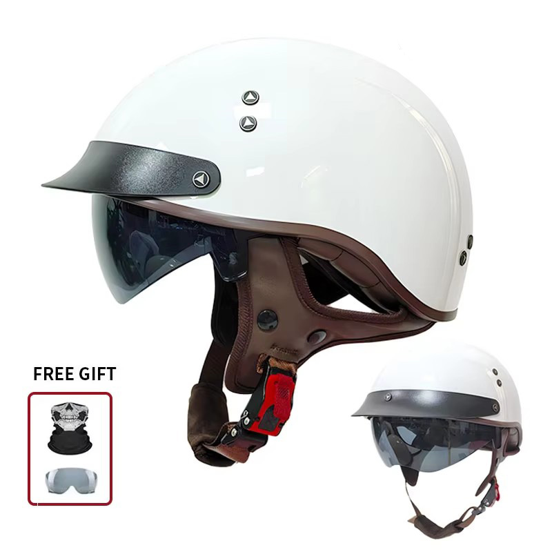 Klasyczny półotwarty kask moto – Vintage Open Face Retro Helmet recenzja i cena